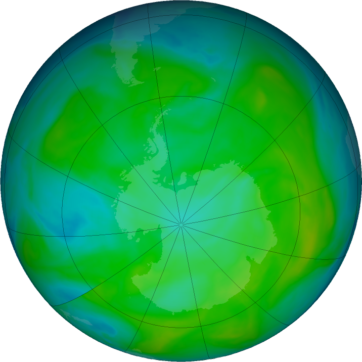 Antarctic ozone map for 17 December 2016